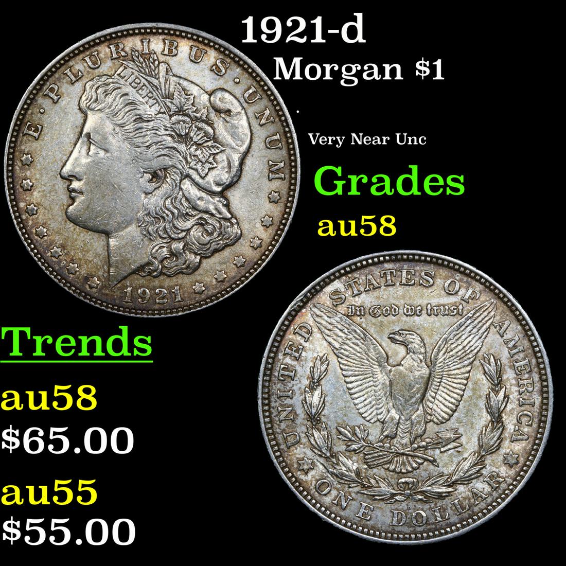 1921-d Morgan Dollar $1 Grades Choice AU/BU Slider (1 of 3)