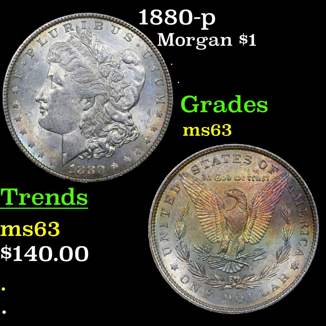 1880-p Morgan Dollar $1 Grades Select Unc (1 of 3)