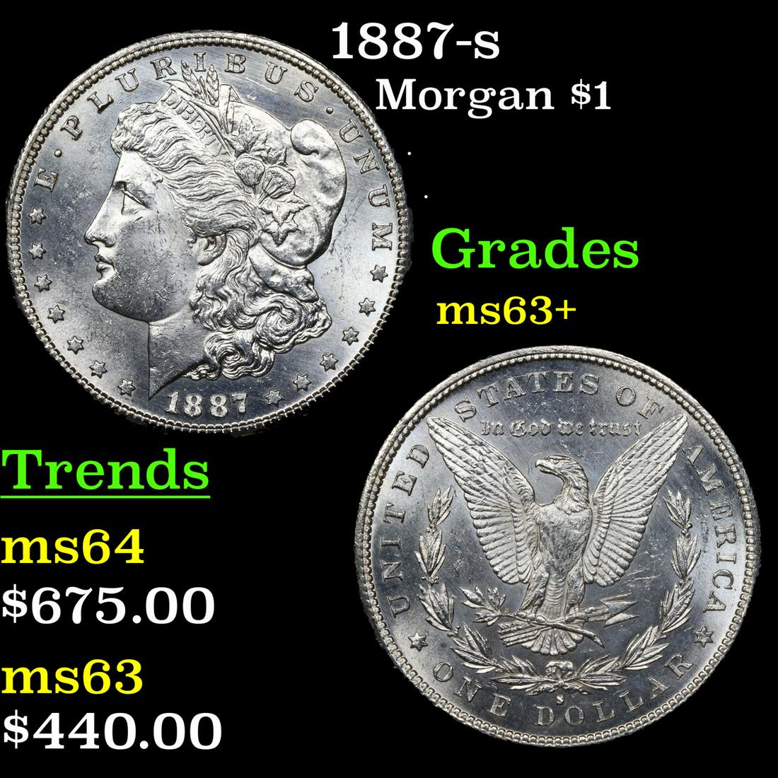 1887-s Morgan Dollar $1 Grades Select+ Unc (1 of 3)