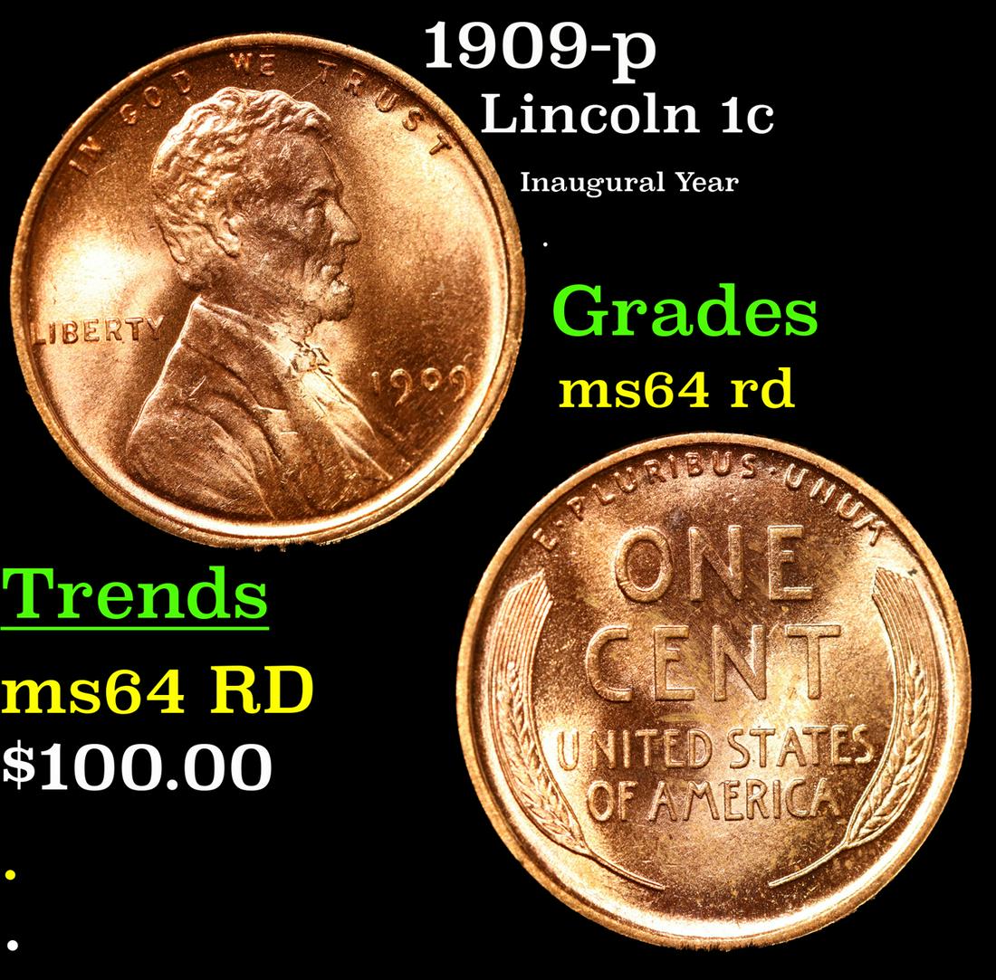 1909-p Lincoln Cent 1c Grades Choice Unc: 1909-p Lincoln Cent 1c Grades Choice Unc.