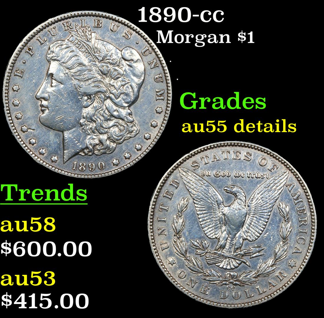 1890-cc Morgan Dollar $1 Graded au55 details By SEGS (1 of 5)