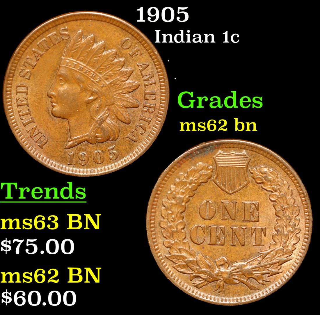 1905 Indian Cent 1c Grades Select Unc BN (1 of 3)