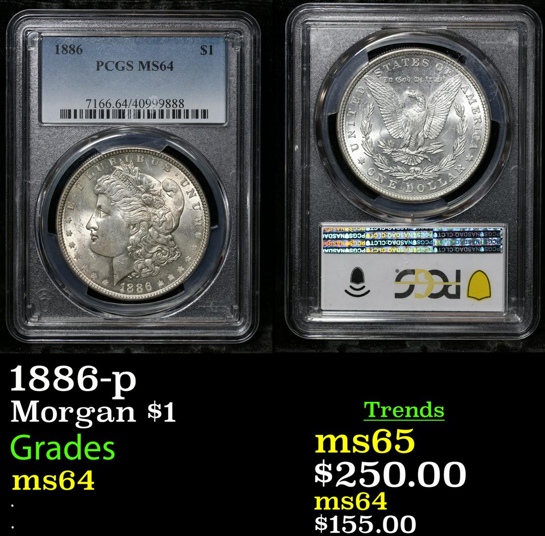 PCGS 1886-p Morgan Dollar $1 Graded ms64 By PCGS (1 of 3)