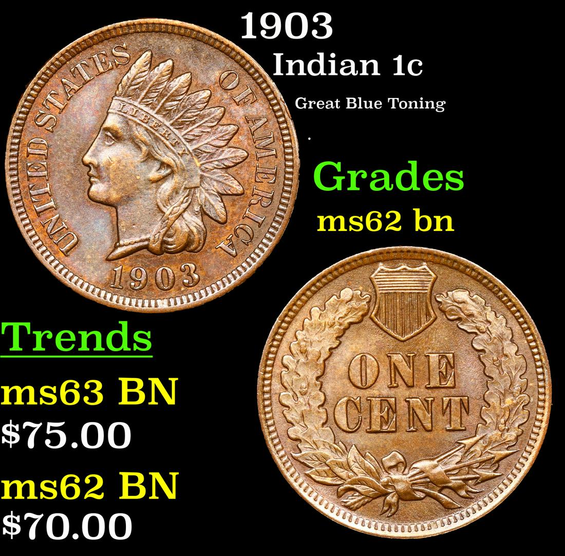 1903 Indian Cent 1c Grades Select Unc BN (1 of 3)