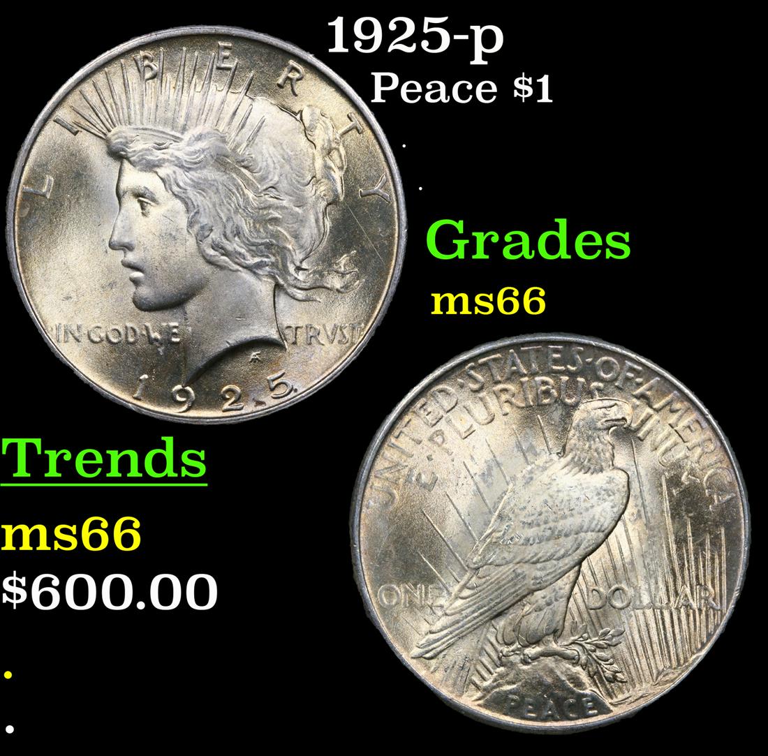 1925-p Peace Dollar $1 Graded ms66 By SEGS (1 of 5)