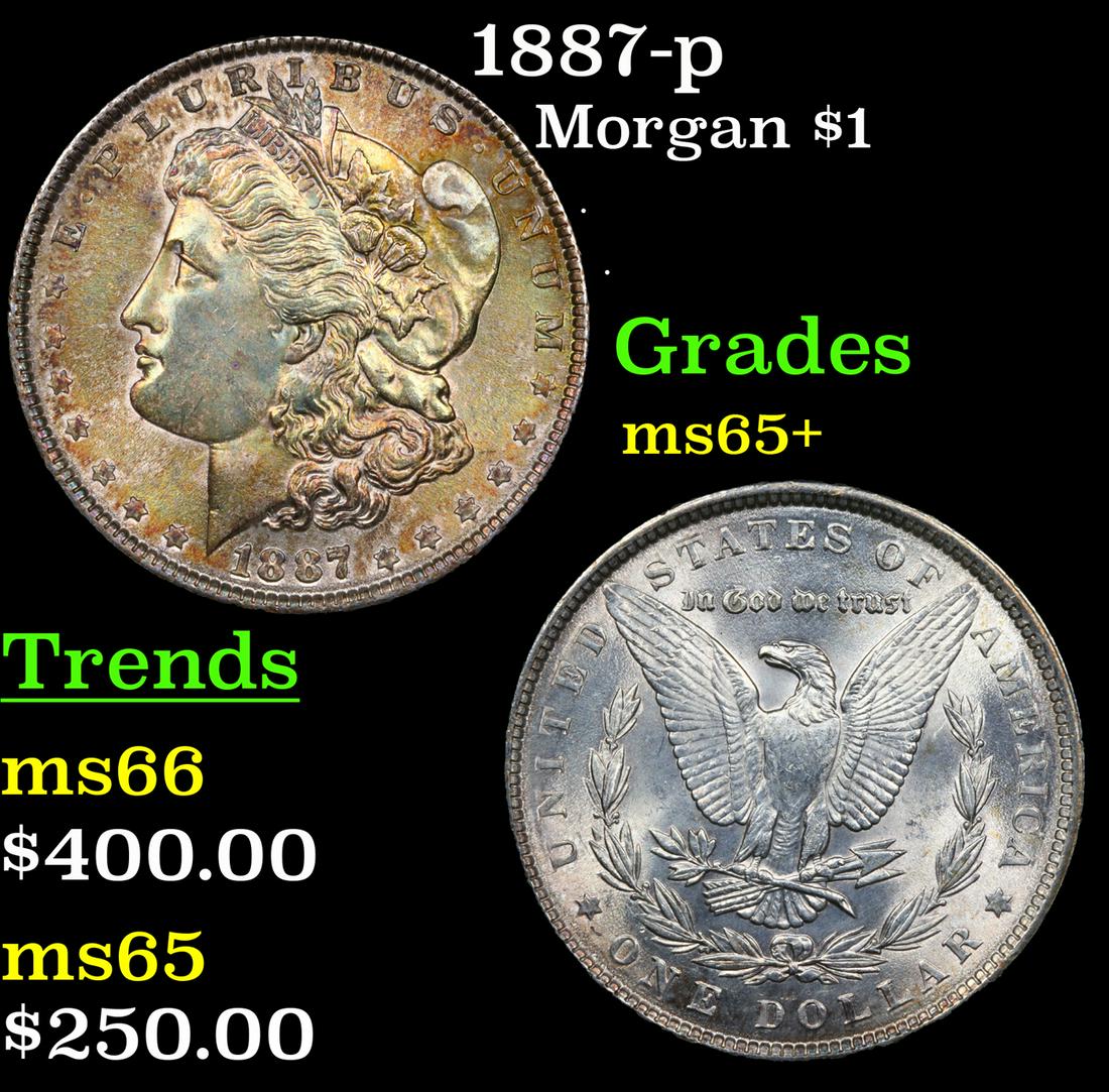 1887-p Morgan Dollar $1 Grades GEM+ Unc (1 of 3)