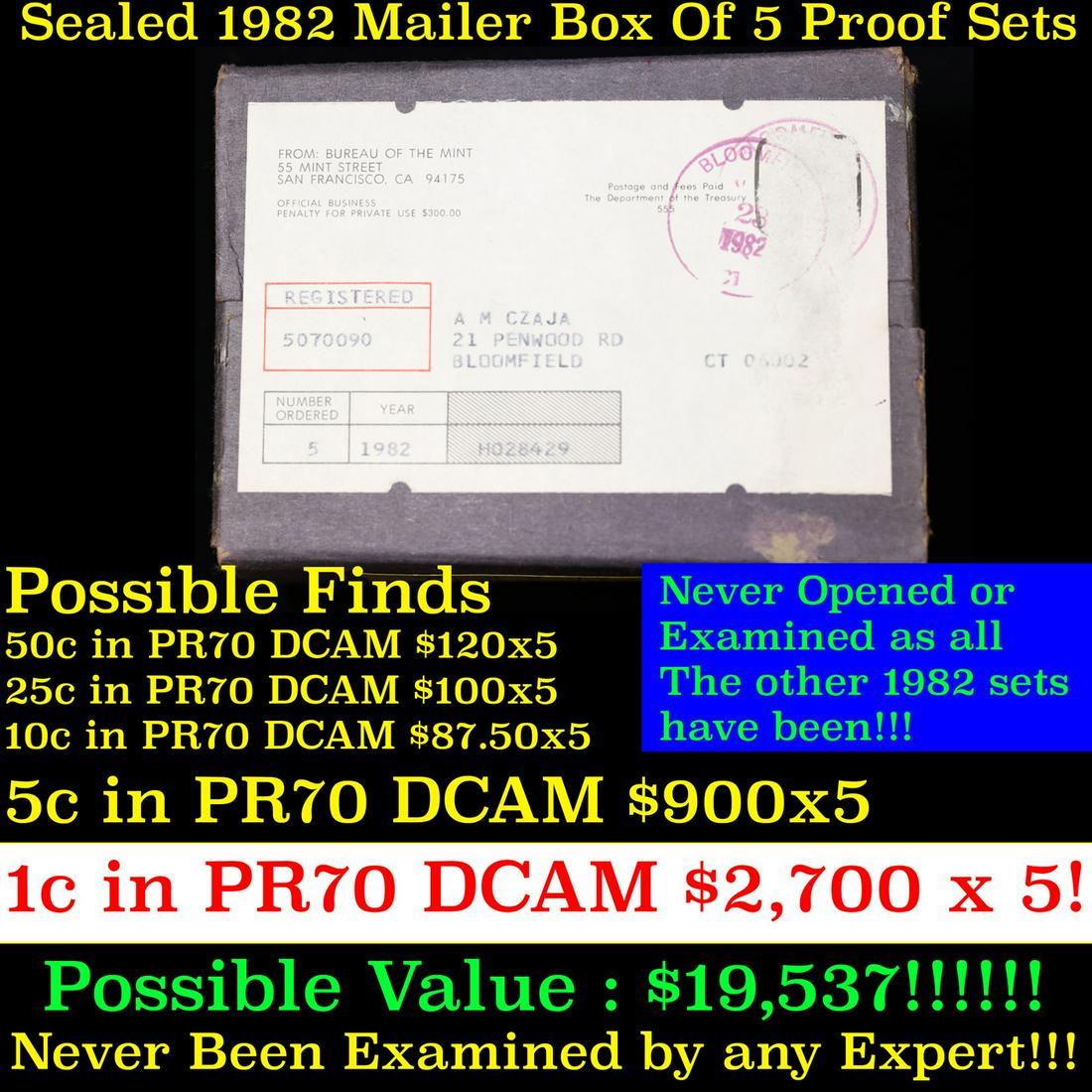 Original sealed box 5- 1982 United States Mint Proof Sets (1 of 3)