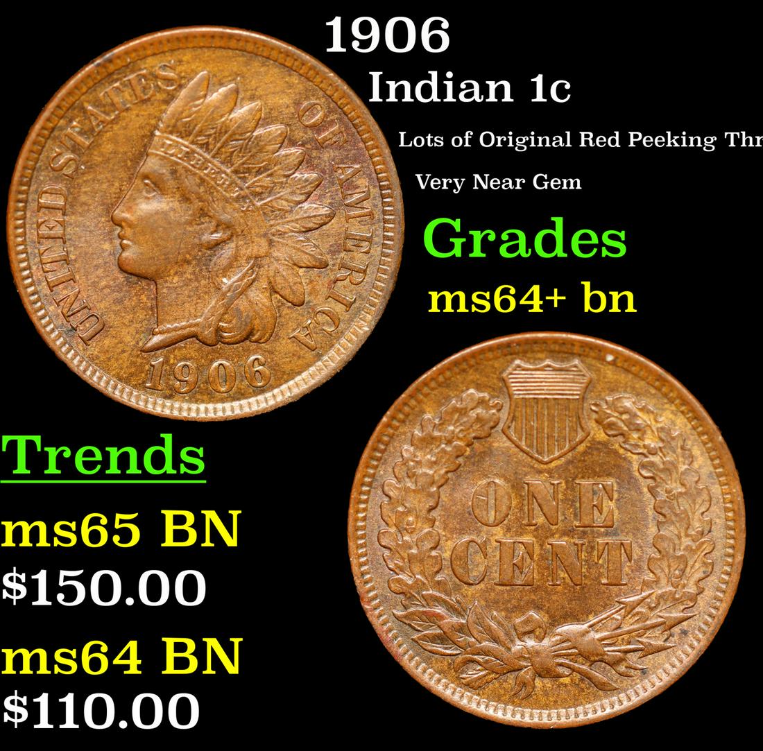 1906 Indian Cent 1c Grades Choice+ Unc BN (1 of 3)