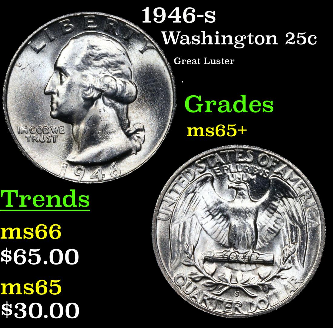 1946-s Washington Quarter 25c Grades GEM+ Unc (1 of 3)