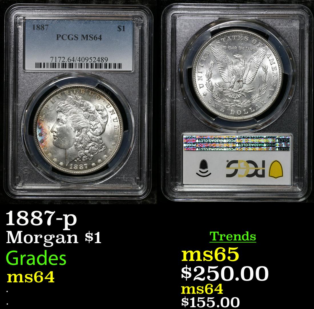 PCGS 1887-p Morgan Dollar $1 Graded ms64 By PCGS (1 of 3)