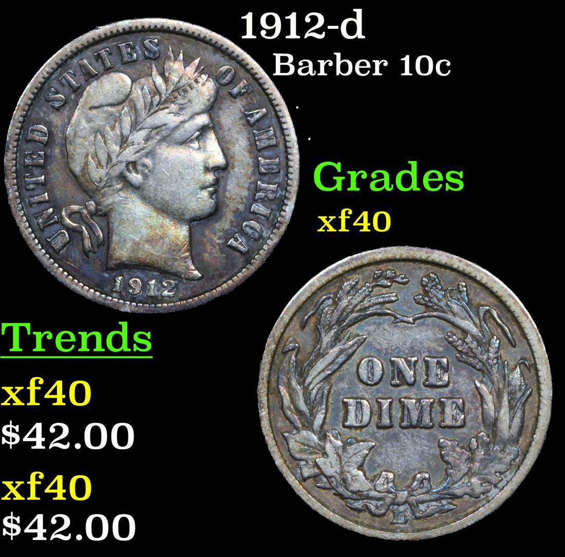 1912-d Barber Dime 10c Grades xf (1 of 3)