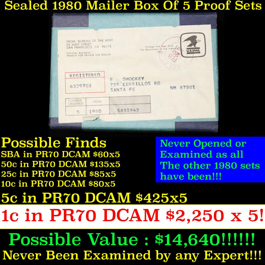 Original sealed box 5- 1980 United States Mint Proof Sets (1 of 3)