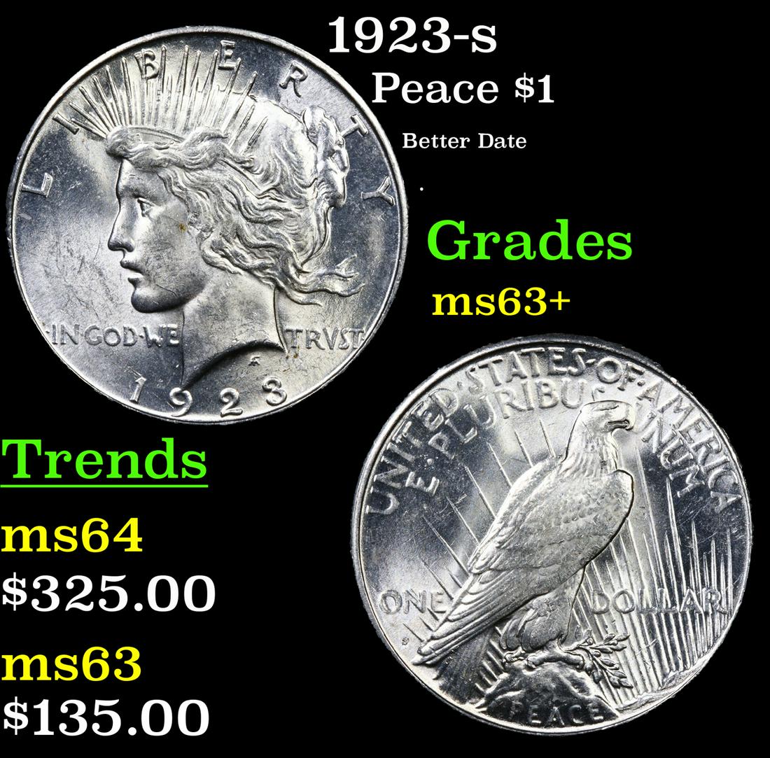 1923-s Peace Dollar $1 Grades Select+ Unc (1 of 3)