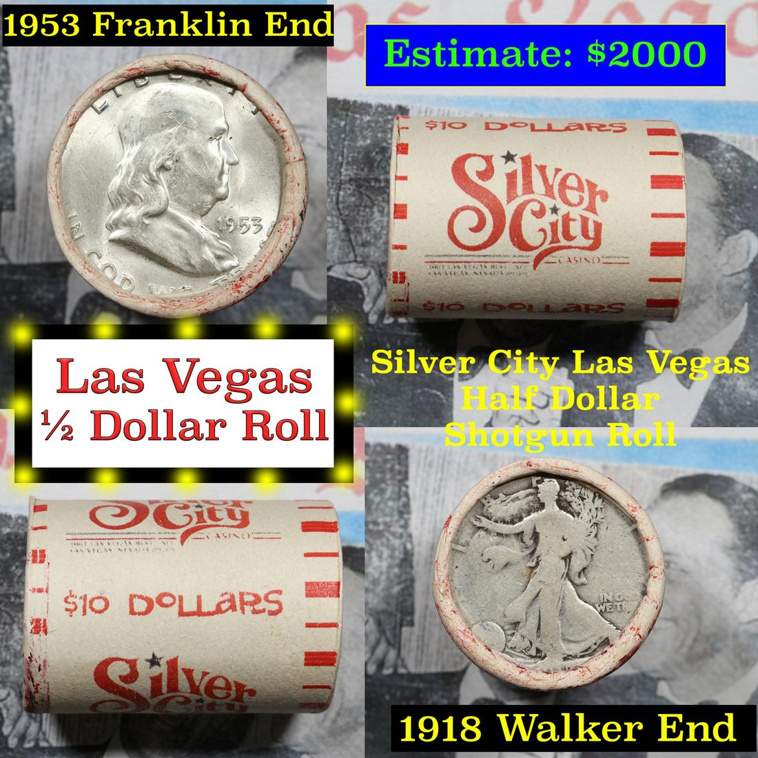 ***Auction Highlight*** Old Casino 50c Roll $10 Halves Las Vegas Casino Silver City 1958 Franklin &: ***Auction Highlight*** Old Casino 50c Roll $10 Halves Las Vegas Casino Silver City 1953 Franklin & 1918 Walker Ends. Up for auction is a Consignment I have secured a collection of old 1960Â’s 