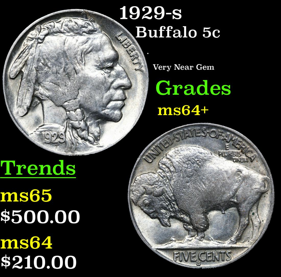1929-s Buffalo Nickel 5c Grades Choice+ Unc (1 of 3)