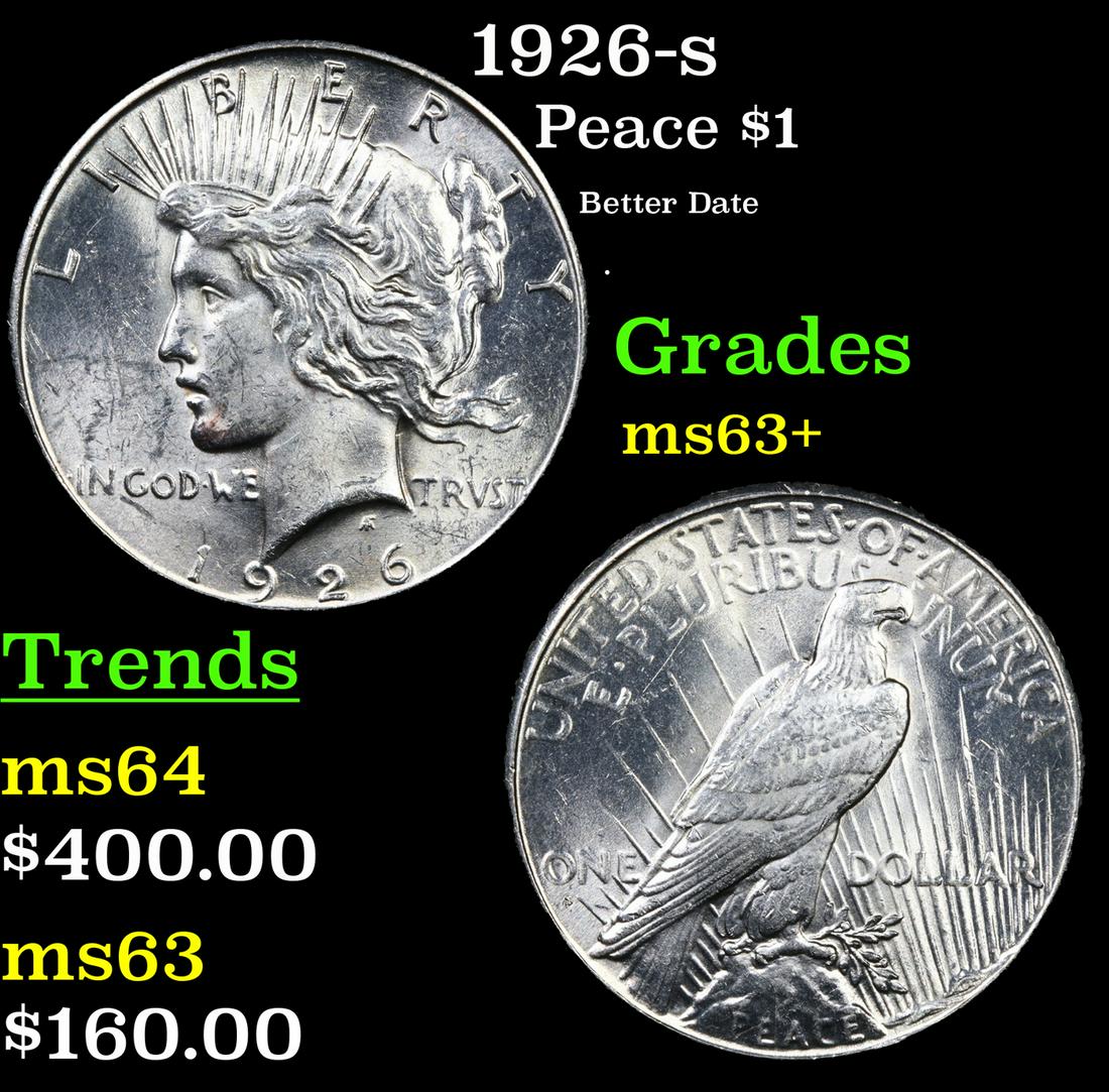 1926-s Peace Dollar $1 Grades Select+ Unc (1 of 3)