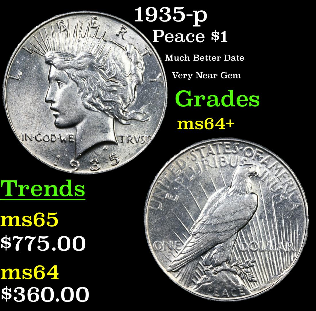 1935-p Peace Dollar $1 Grades Choice+ Unc (1 of 3)