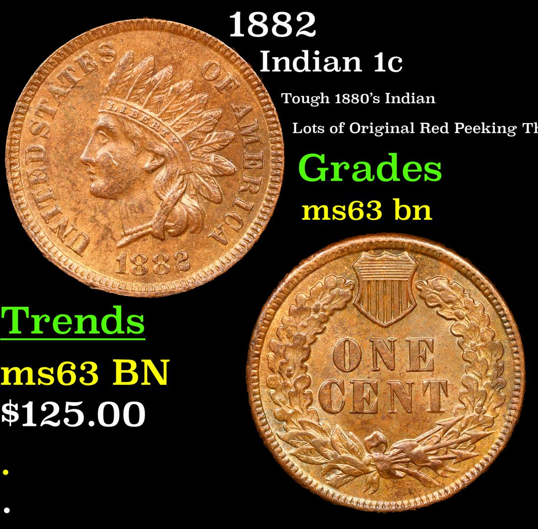 1882 Indian Cent 1c Grades Select Unc BN (1 of 3)