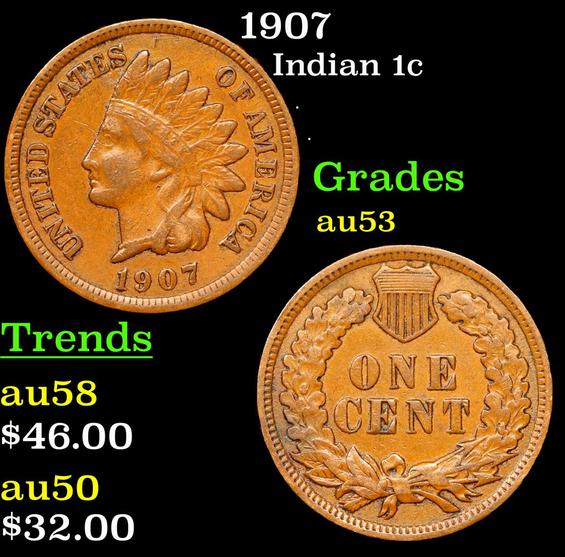 1907 Indian Cent 1c Grades Select AU (1 of 3)