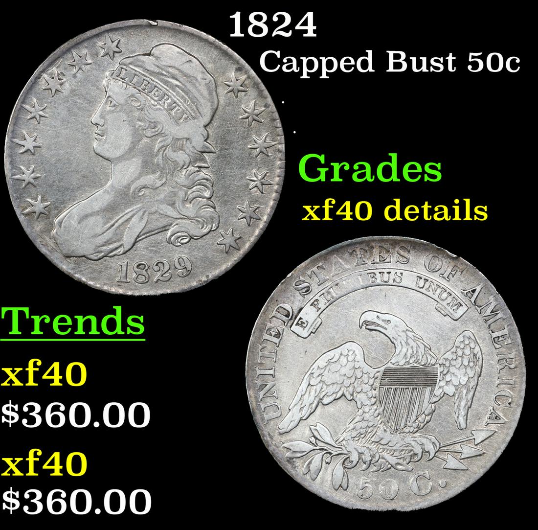 1829 Capped Bust Half Dollar 50c Grades xf details (1 of 3)