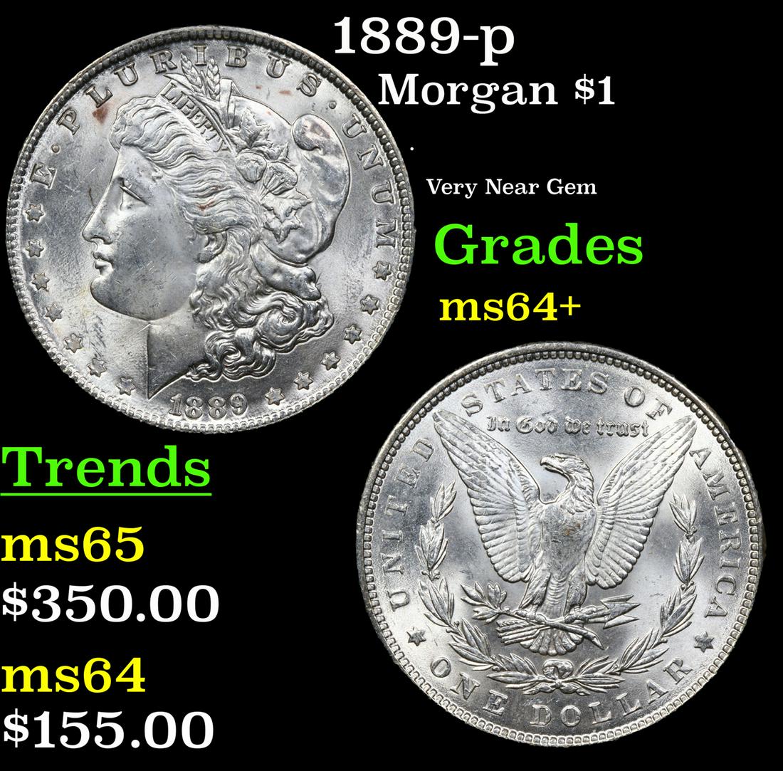 1889-p Morgan Dollar $1 Grades Choice+ Unc (1 of 3)