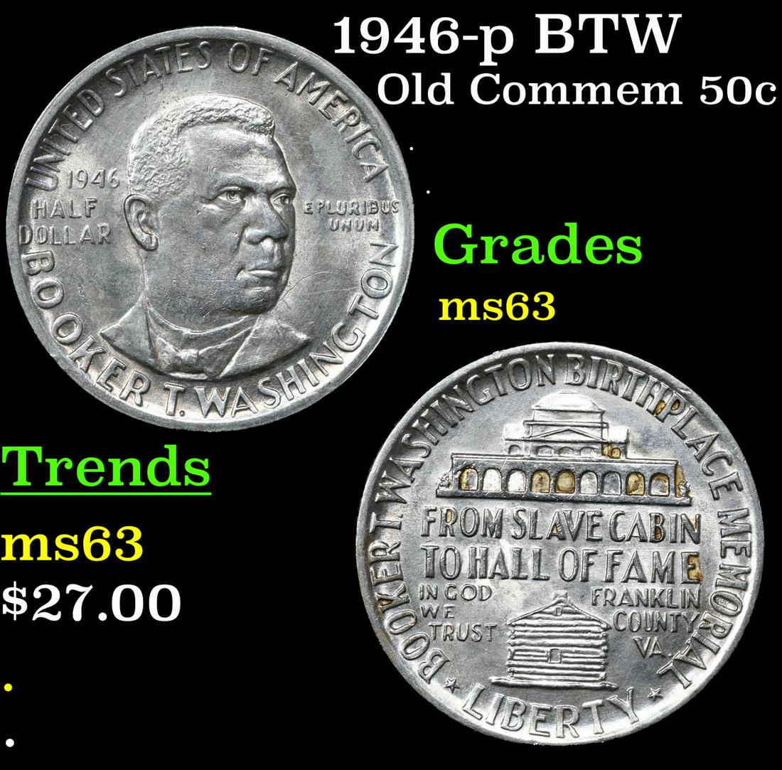 1946-p BTW Old Commem Half Dollar 50c Grades Select Unc (1 of 3)