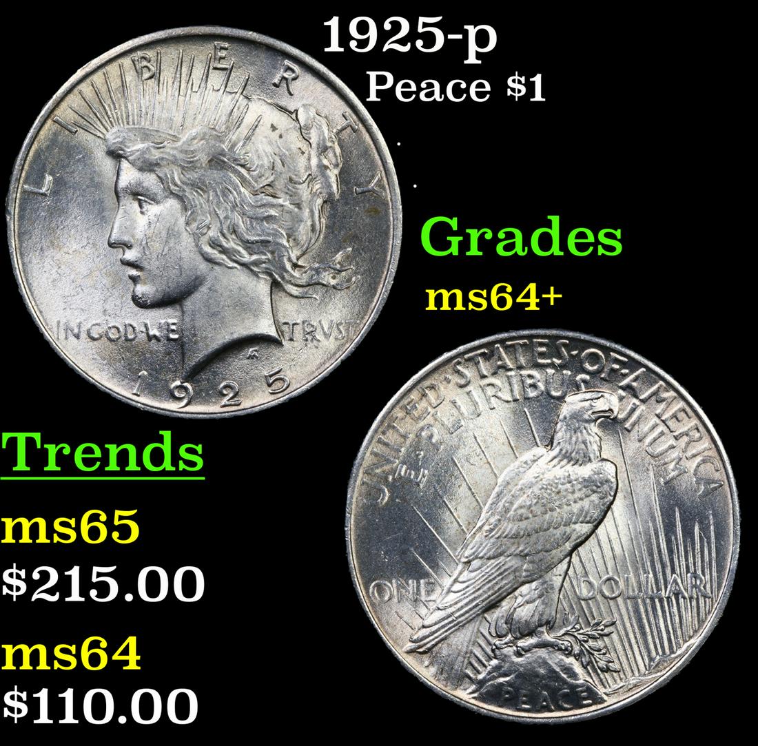 1925-p Peace Dollar $1 Grades Choice+ Unc (1 of 3)