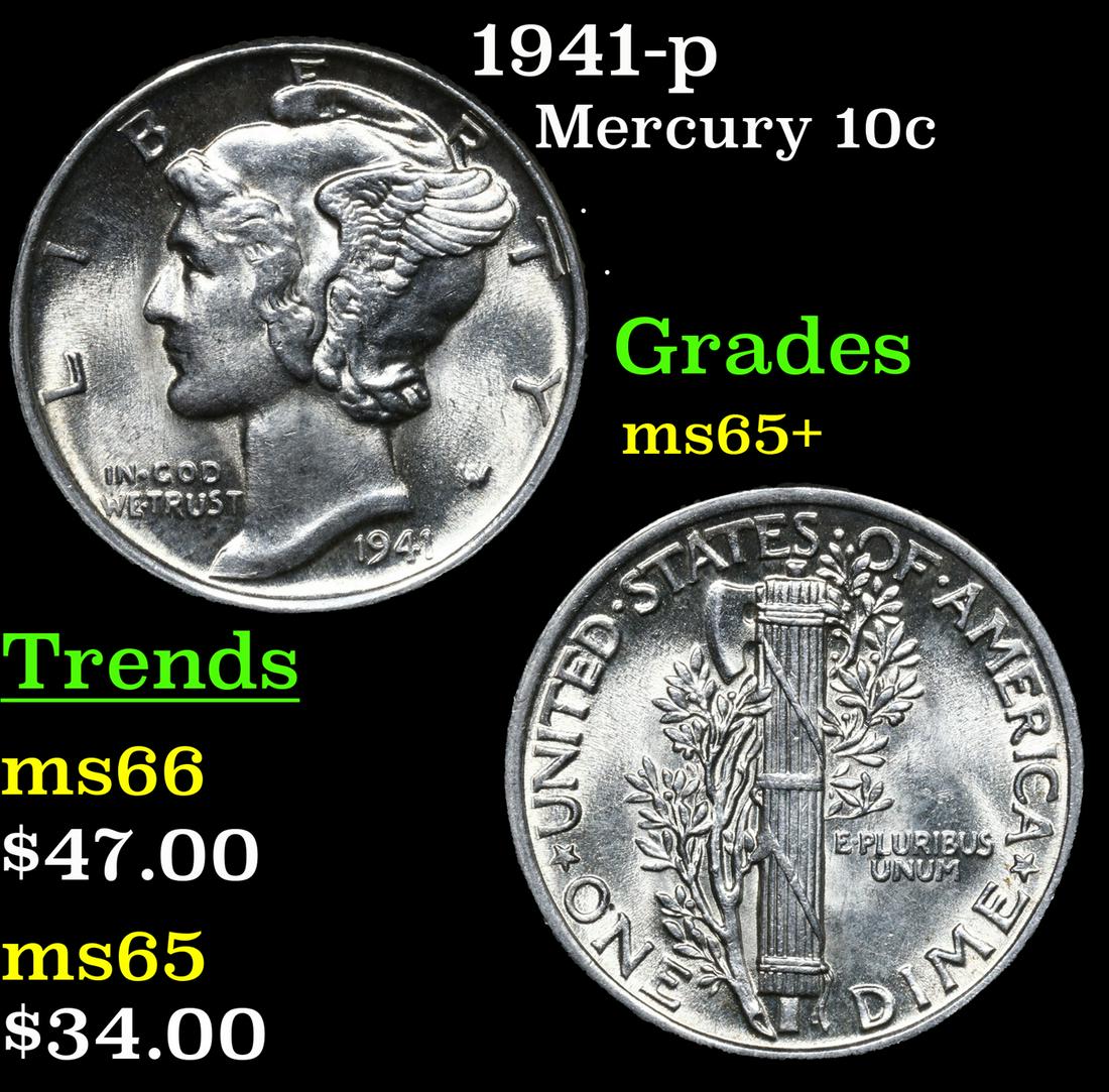 1941-p Mercury Dime 10c Grades GEM+ Unc (1 of 1)