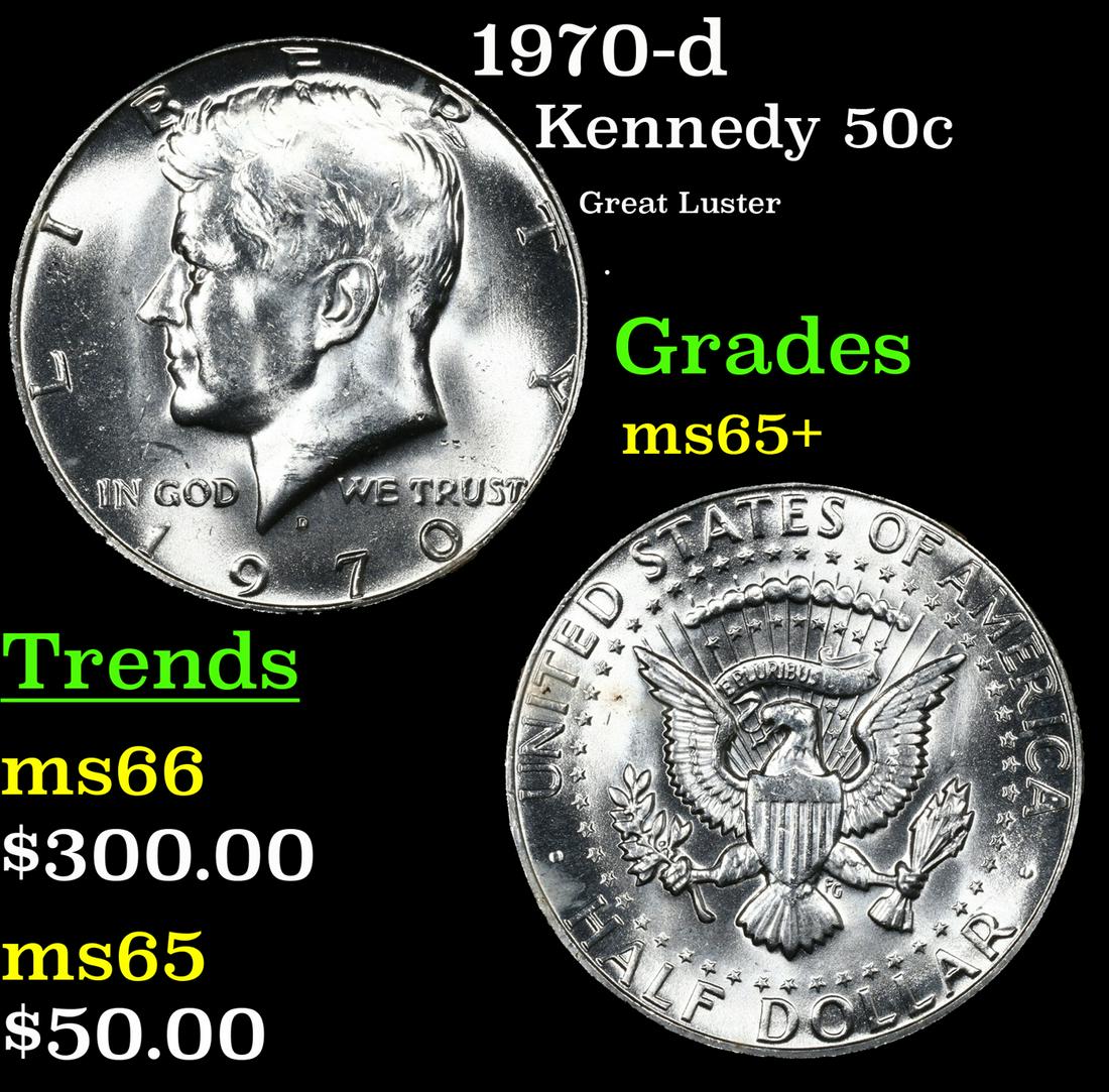 1970-d Kennedy Half Dollar 50c Grades GEM+ Unc (1 of 1)