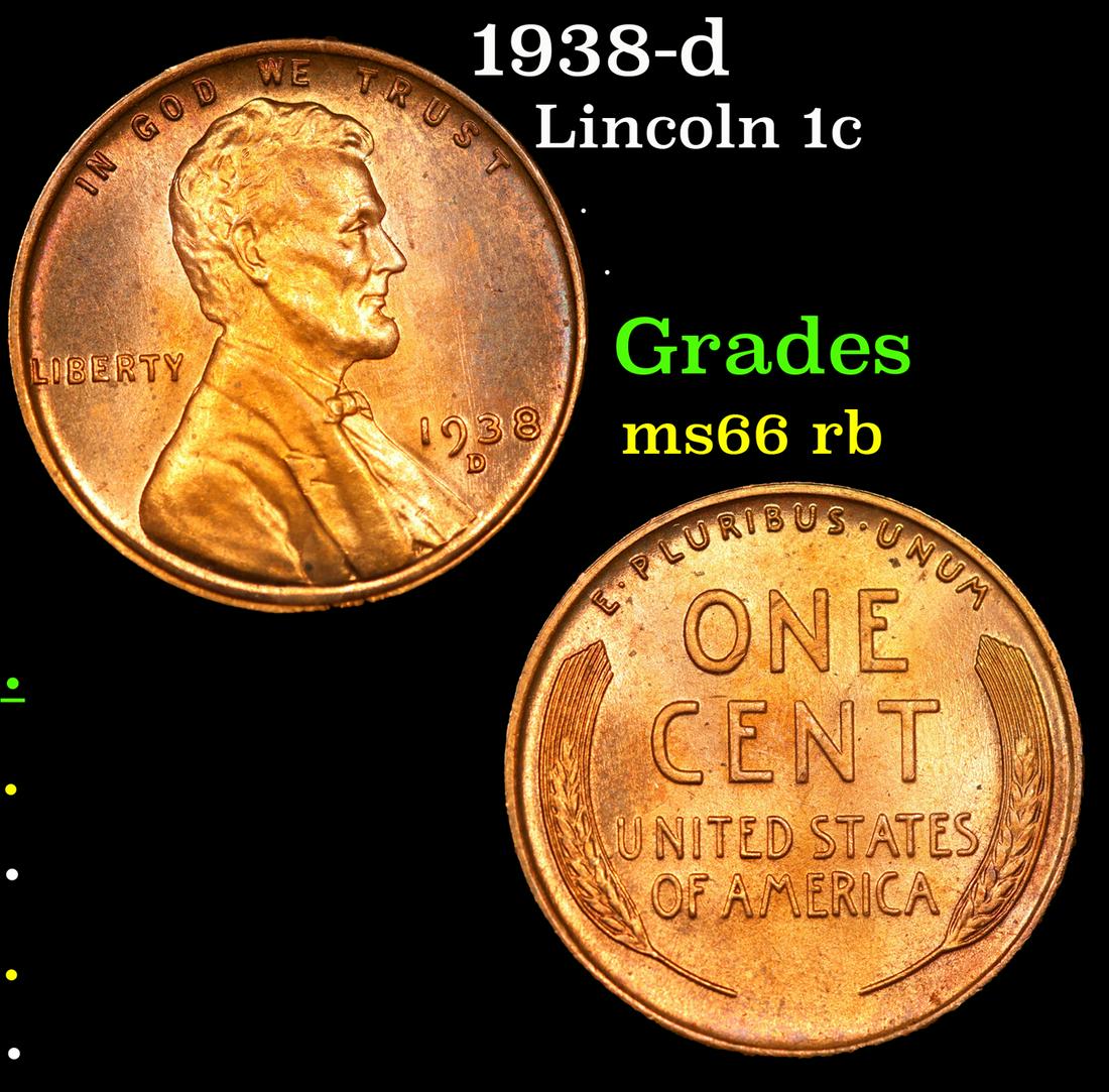 1938-d Lincoln Cent 1c Grades GEM+ Unc RB (1 of 1)