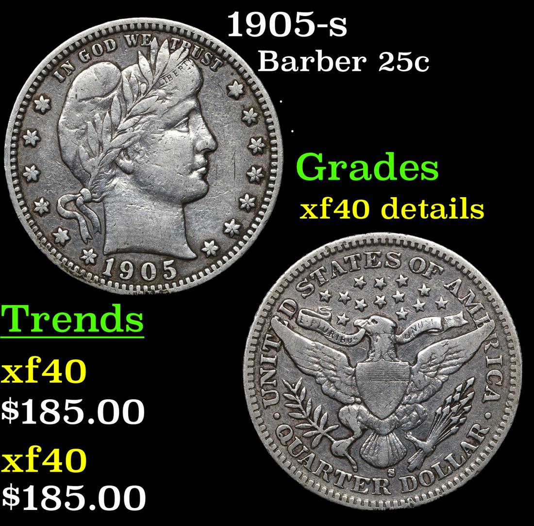 1905-s Barber Quarter 25c Grades xf details (1 of 3)