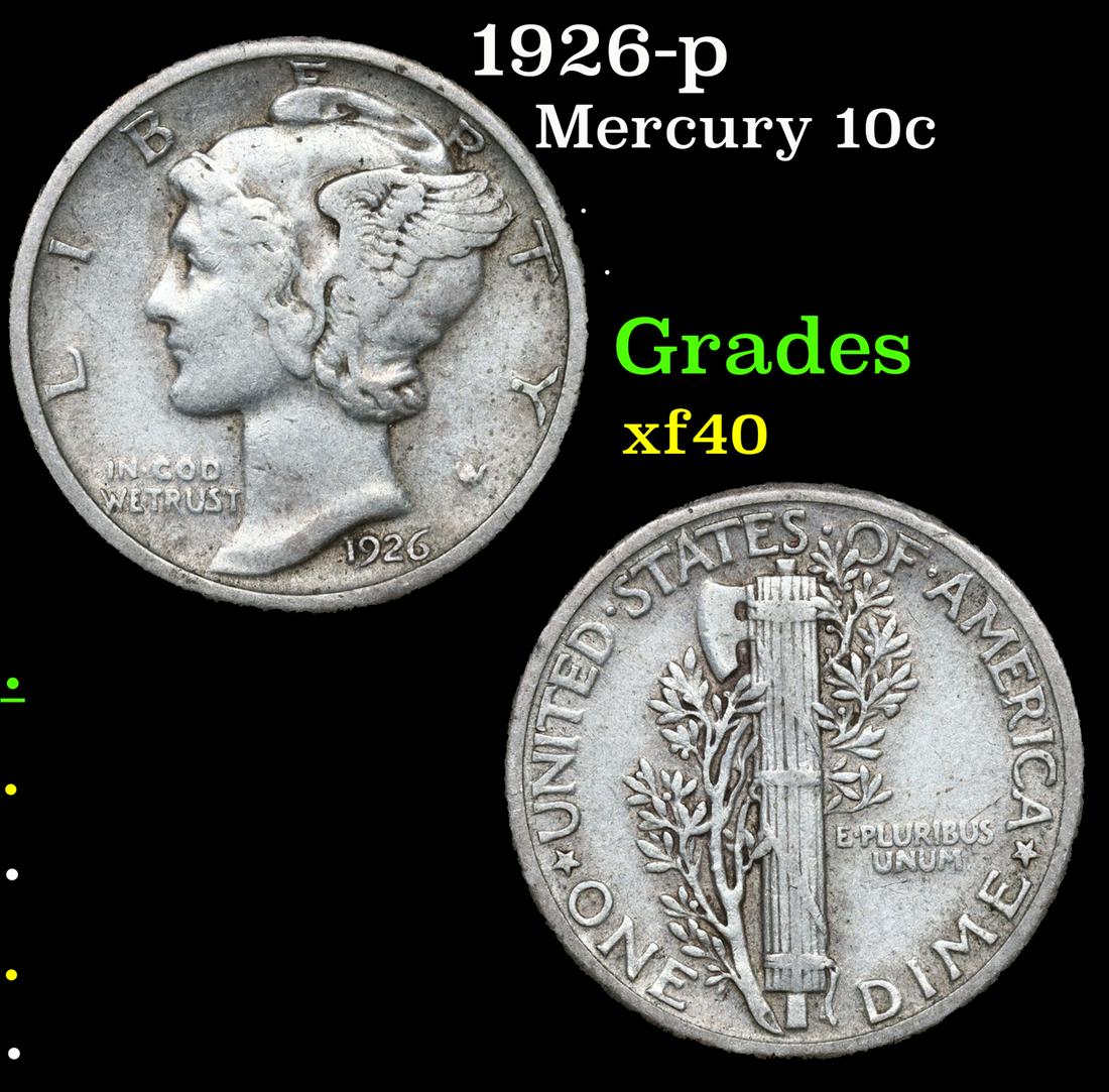 1926-p Mercury Dime 10c Grades xf (1 of 3)