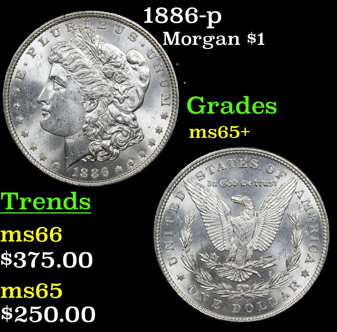 1886-p Morgan Dollar $1 Grades GEM+ Unc (1 of 3)