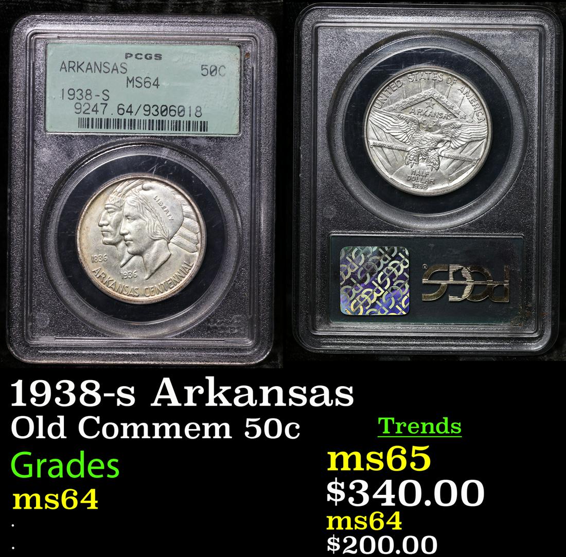 PCGS 1938-s Arkansas Old Commem Half Dollar 50c Graded ms64 By PCGS (1 of 3)