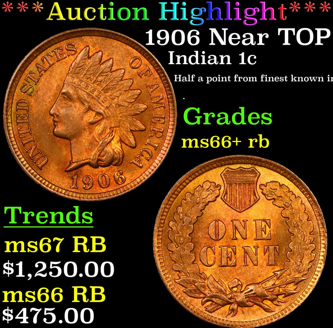 ***Auction Highlight*** 1906 Indian Cent Near TOP POP! 1c Grades GEM++ RB By SEGS (fc) (1 of 5)