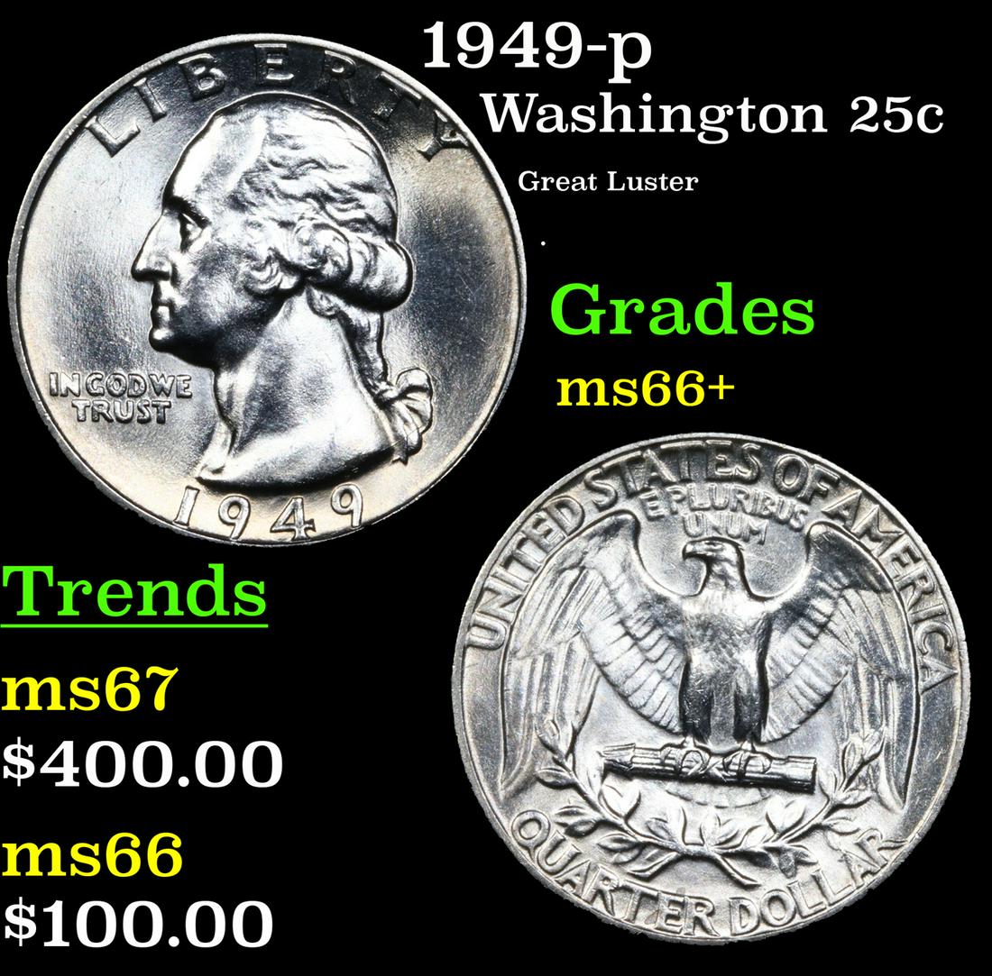 1949-p Washington Quarter 25c Grades GEM++ Unc (1 of 3)