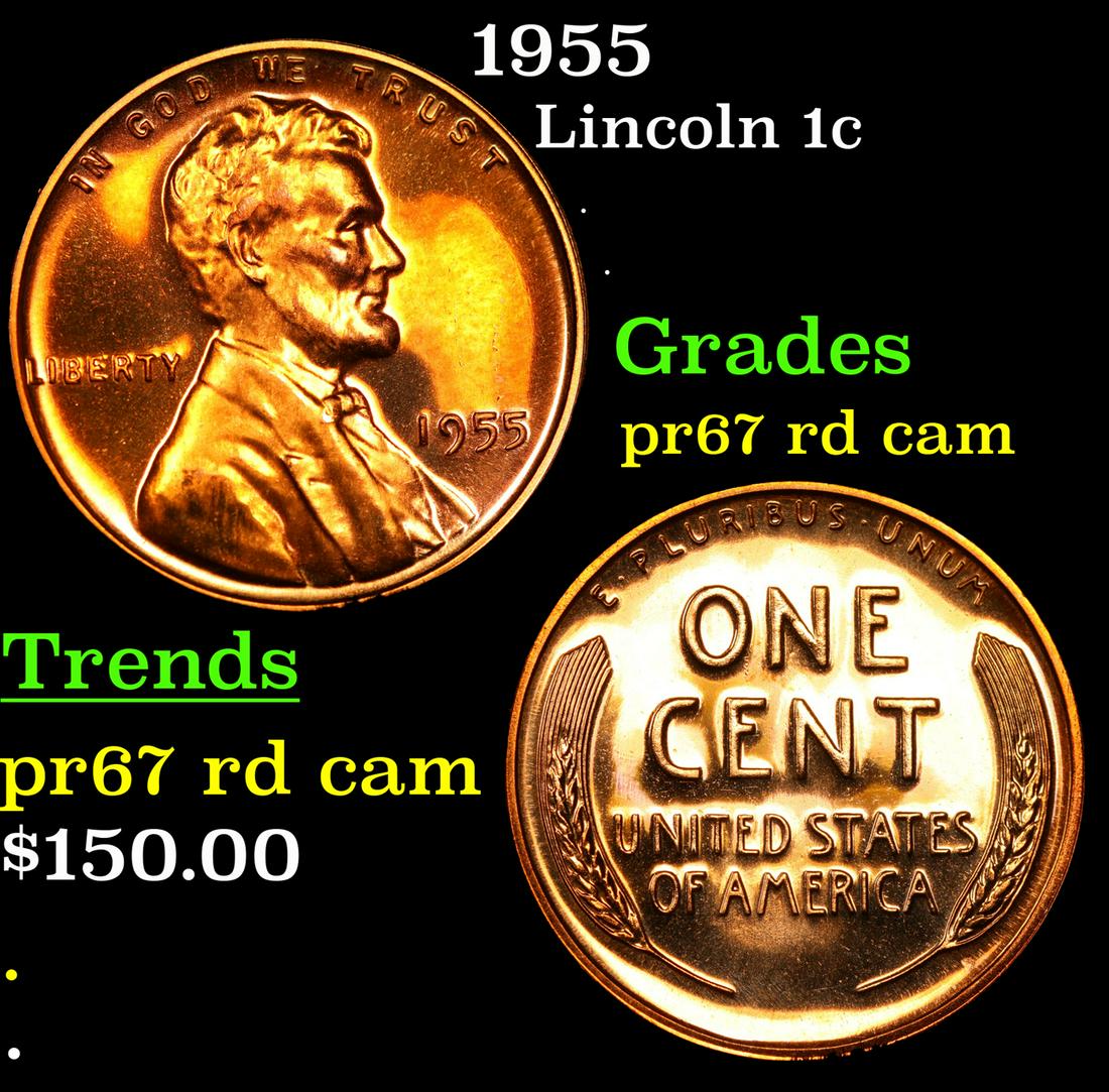 Proof 1955 Lincoln Cent 1c Grades GEM++ Proof Cameo By SEGS (1 of 5)