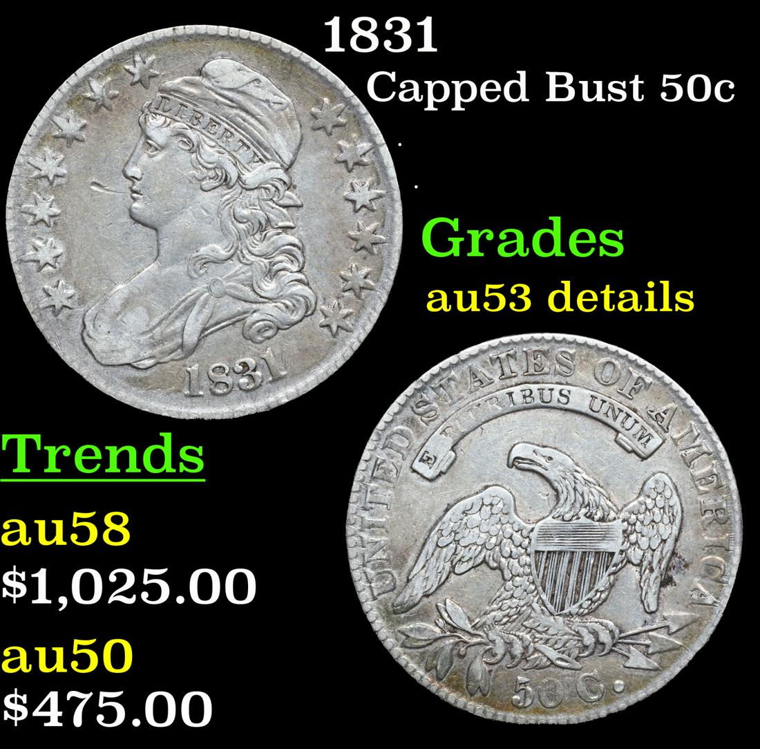 1831 Capped Bust Half Dollar 50c Graded au53 details By SEGS (1 of 5)