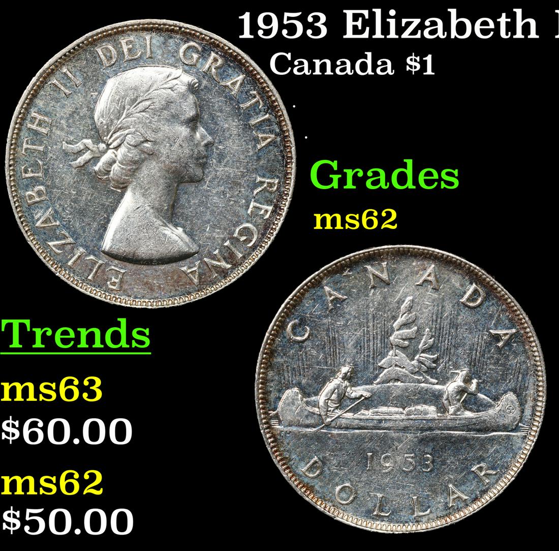 1953 Elizabeth II Canada $1 Dollar KM-54 Grades Select Unc (1 of 3)