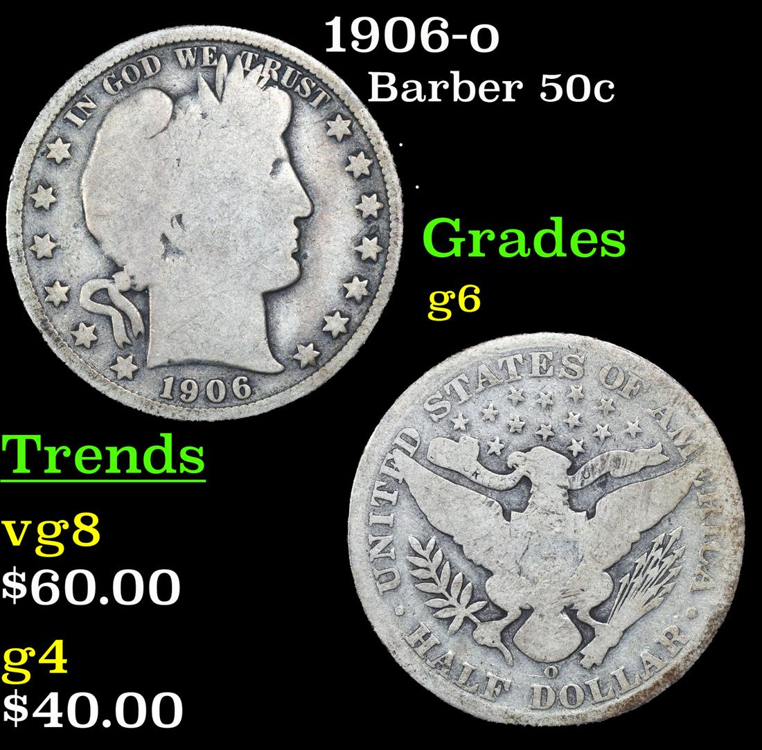 1906-o Barber Half Dollars 50c Grades g+ (1 of 3)
