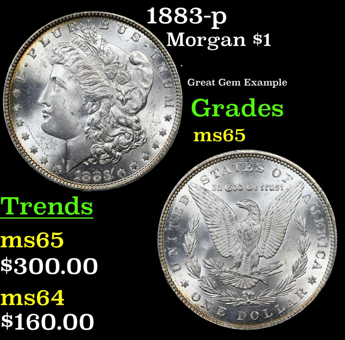 1883-p Morgan Dollar $1 Grades GEM Unc (1 of 3)