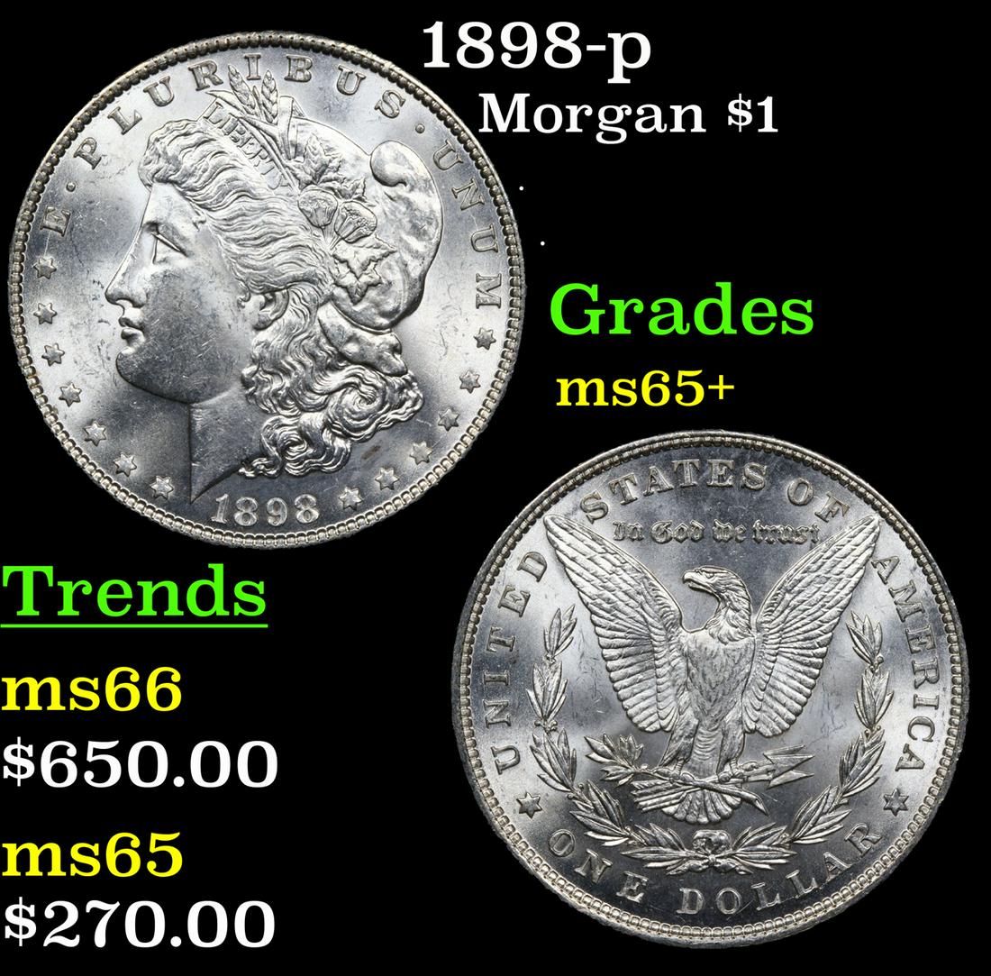 1898-p Morgan Dollar $1 Grades GEM+ Unc (1 of 3)