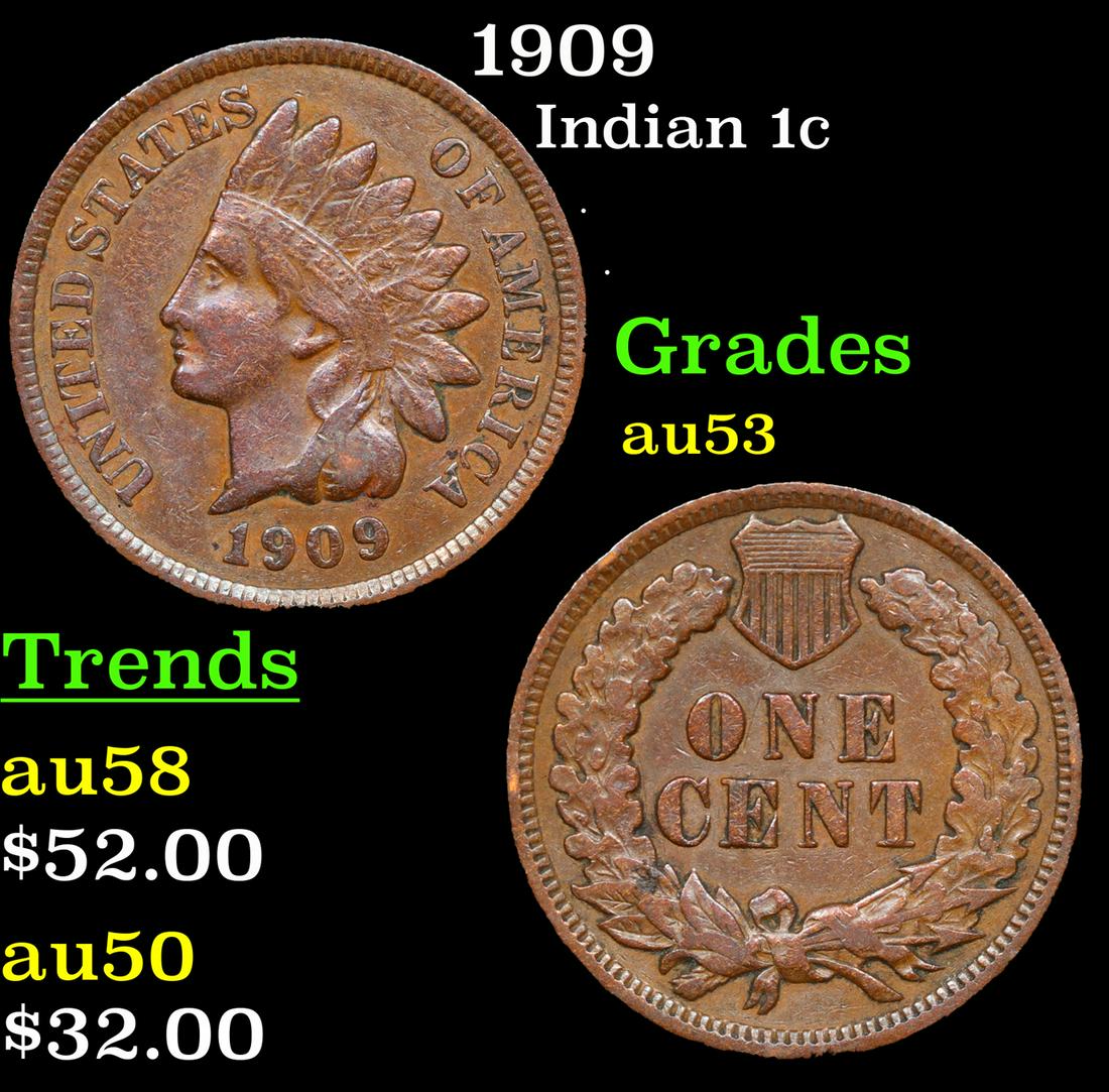 1909 Indian Cent 1c Grades Select AU (1 of 3)