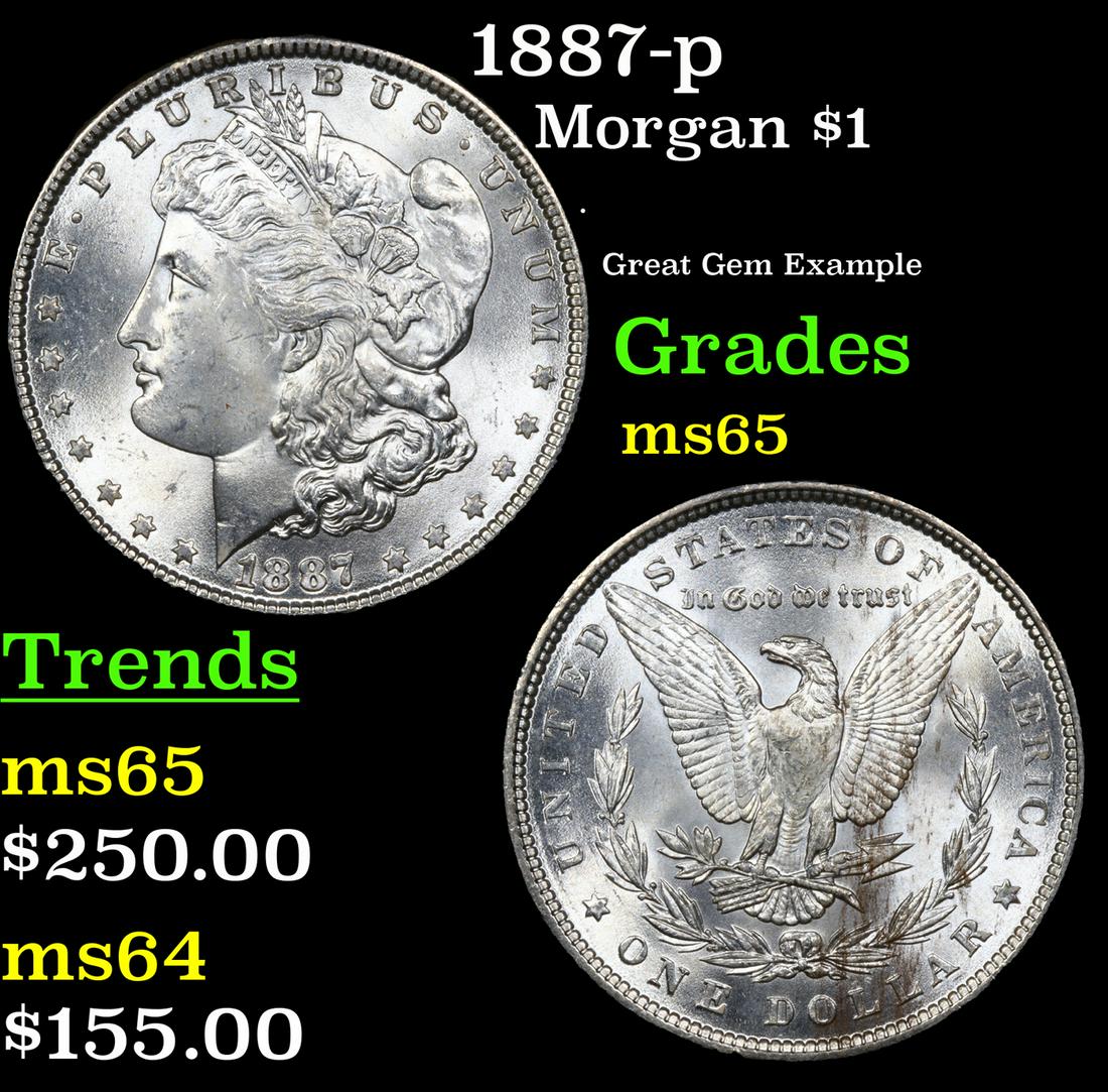 1887-p Morgan Dollar $1 Grades GEM Unc (1 of 3)
