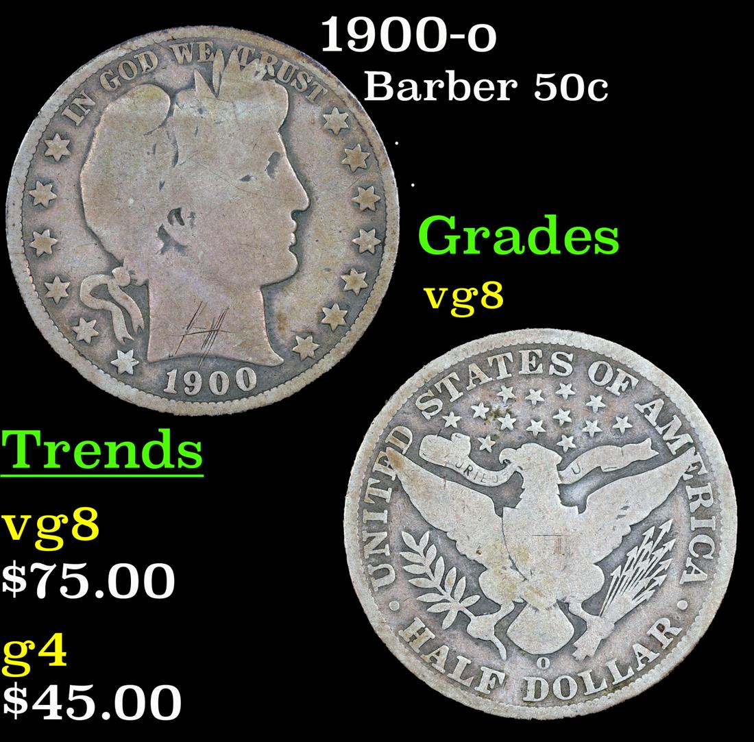 1900-o Barber Half Dollars 50c Grades vg, very good (1 of 3)
