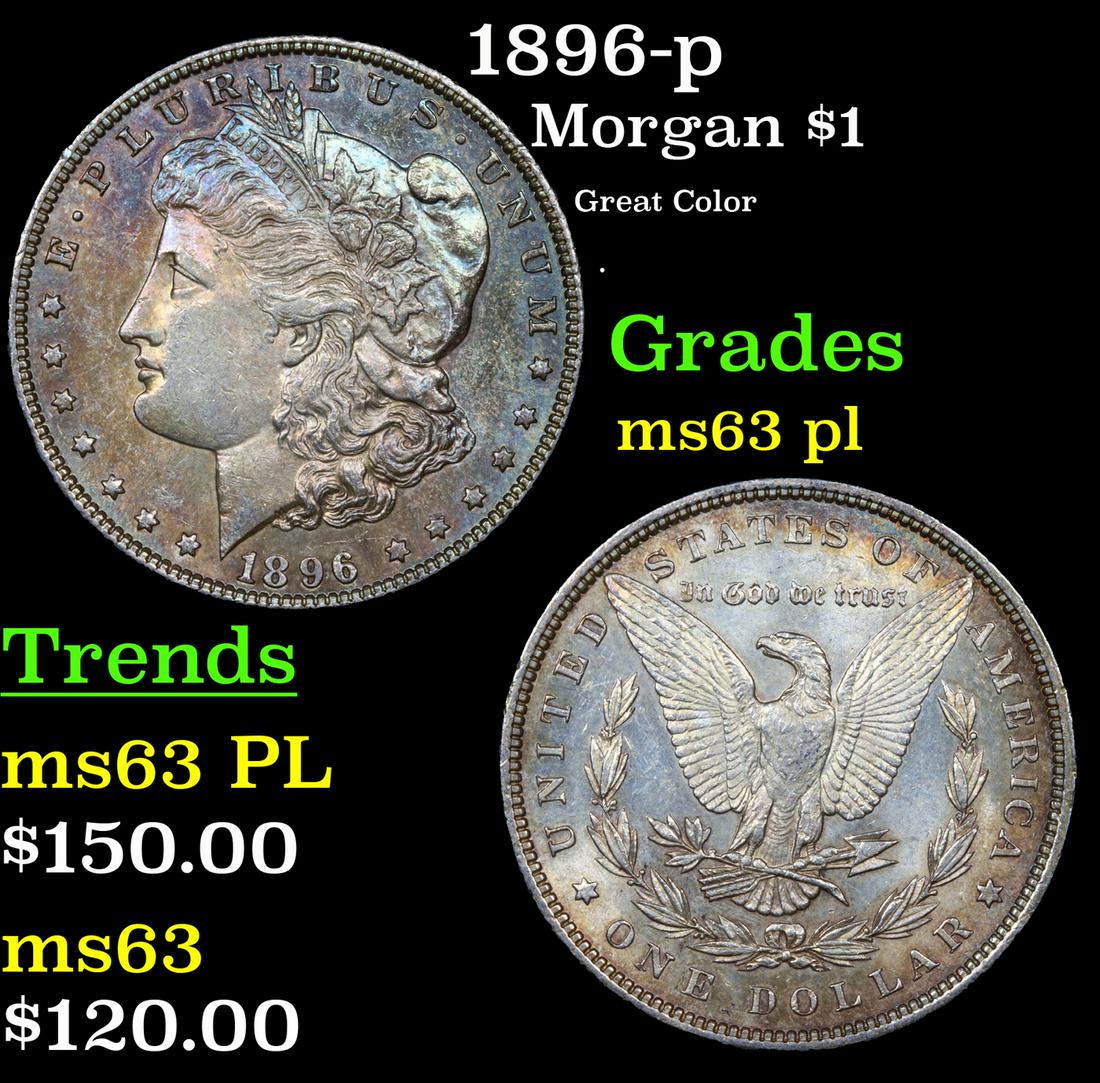 1896-p Morgan Dollar $1 Grades Select Unc PL (1 of 7)