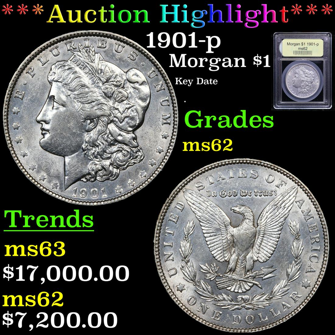 ***Auction Highlight*** 1901-p Morgan Dollar $1 Graded Select Unc By USCG (fc) (1 of 5)