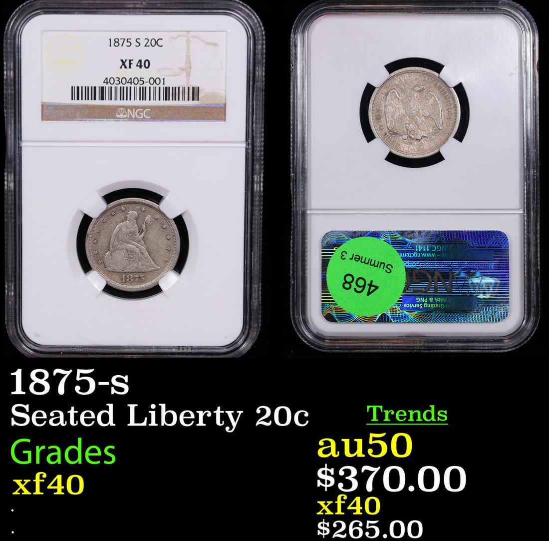 NGC 1875-s Twenty Cent Piece 20c Graded xf40 By NGC (1 of 3)
