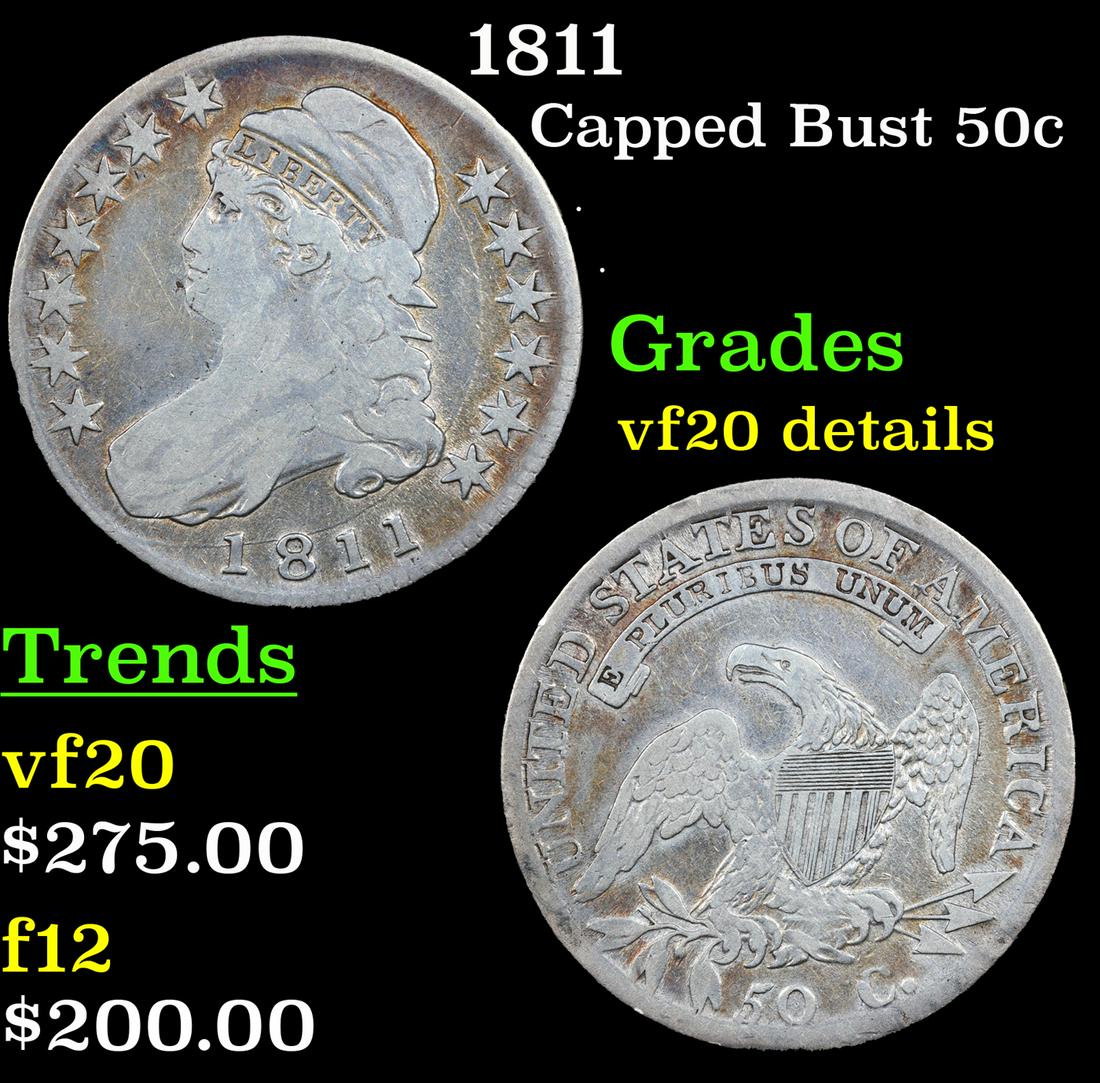 1811 Capped Bust Half Dollar 50c Grades vf details (1 of 3)