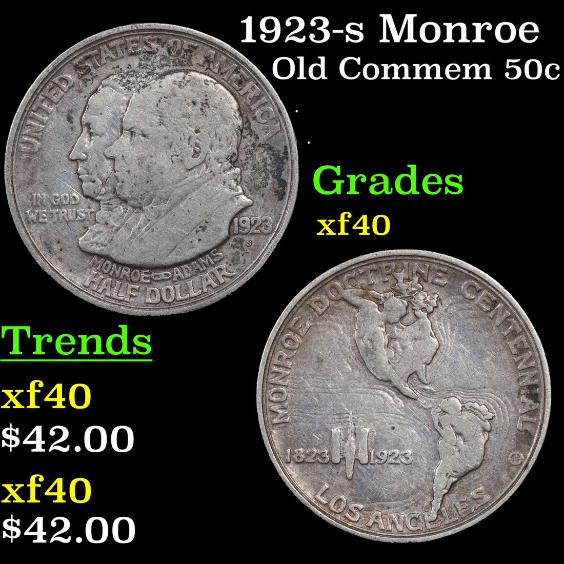 1923-s Monroe Old Commem Half Dollar 50c Grades xf (1 of 3)